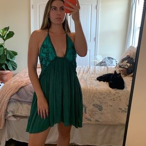 Free People Intimately Plunge Neck Mini Dress